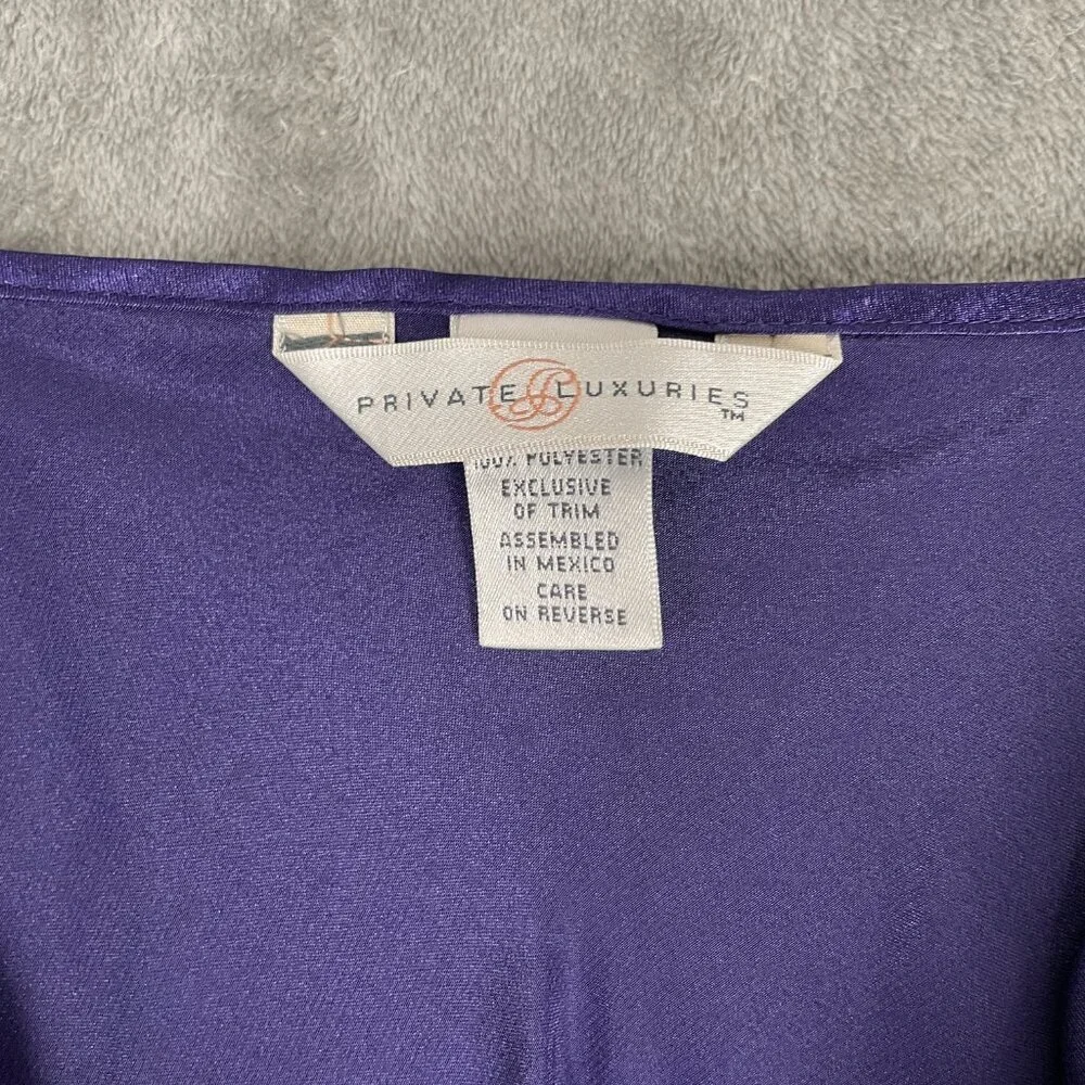 Private Luxuries Floral Slip Mini Dress Women's M Purple Satin Y2K Whimsy Fairy - Picture 6 of 9